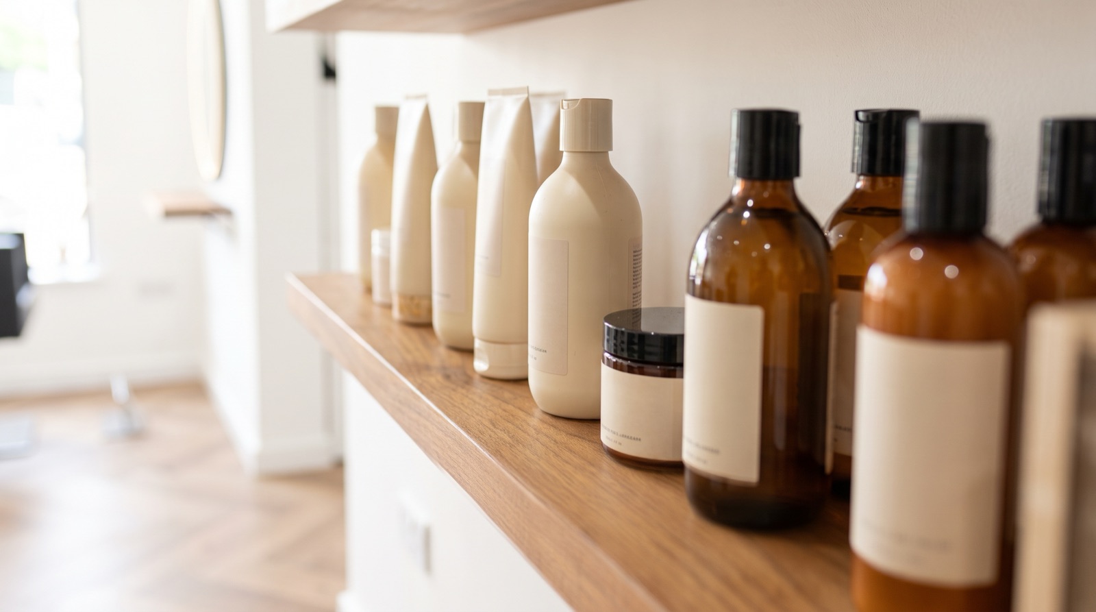 Haarproducten in de salon van Senna’s Hair Lounge in Baarn